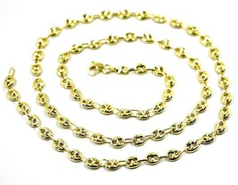 9K YELLOW GOLD NAUTICAL MARINER CHAIN OVALS 4 MM THICKNESS, 20 INCHES, 50 CM image 1