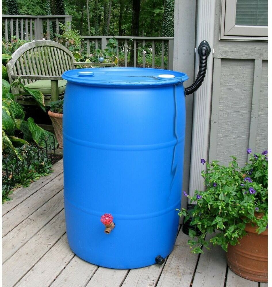 EarthMinded Rain Barrel Bundle 55 Gallon Diverter System Plastic Drum ...