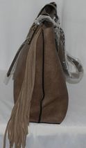Simply Noelle Brand HB210 Taupe Color Womens Fringed Toggle Loop Closure Purse image 4