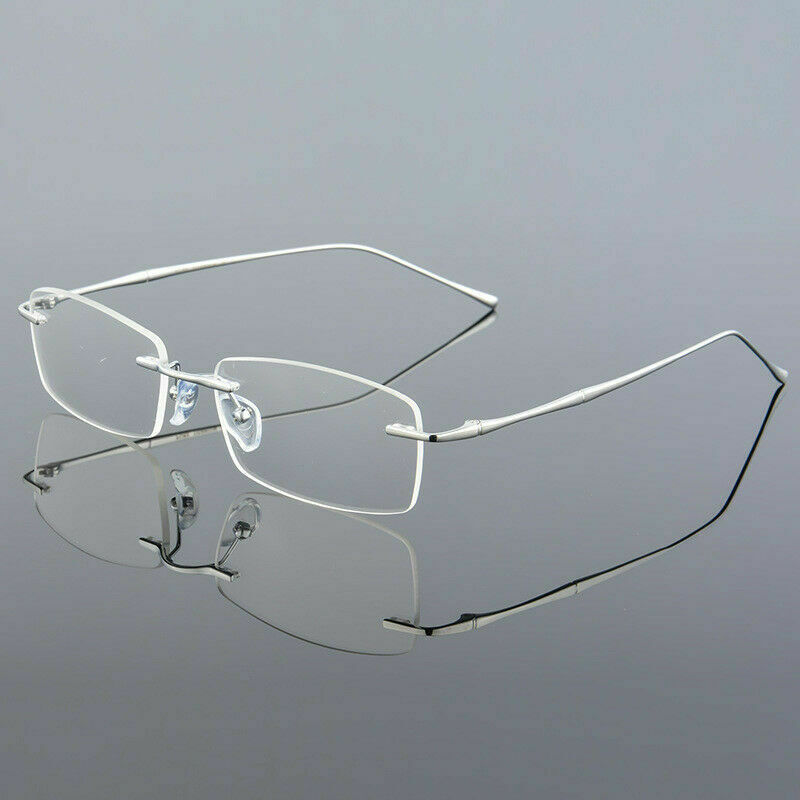 Rimless Titanium Eyeglass Frame Rectangle Men Spectacles Business Lightweight Rx Eyeglass Frames