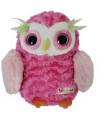 Aurora Whohoots Pink Owl Plush Stuffed Animal 8" Tall Green Eyebrows Yellow Nose - $9.89