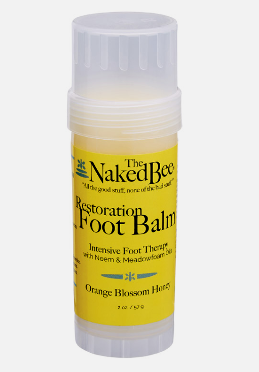 The Naked Bee Restoration FOOT BALM Dry Cracked Heels Orange Blossom Honey 2 oz!