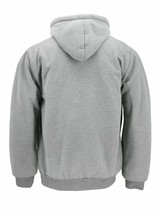 Men's Heavyweight Thermal Zip Up Hoodie Sherpa Lined Grey Sweater Jacket 2XL image 2