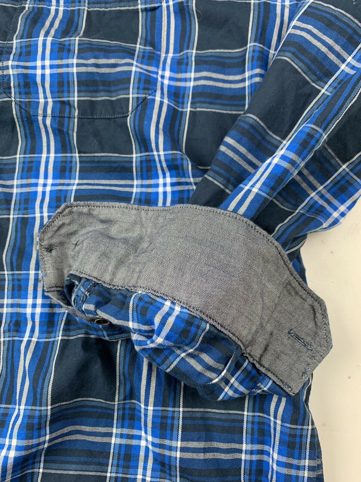 NETPLAY HERITAGE Mens Sz XL 44 FINE Cotton Blue Checkered Button Down ...