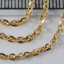 18K YELLOW GOLD CHAIN MINI 2 MM ROLO OVAL MIRROR LINK 19.70 INCHES MADE IN ITALY image 2