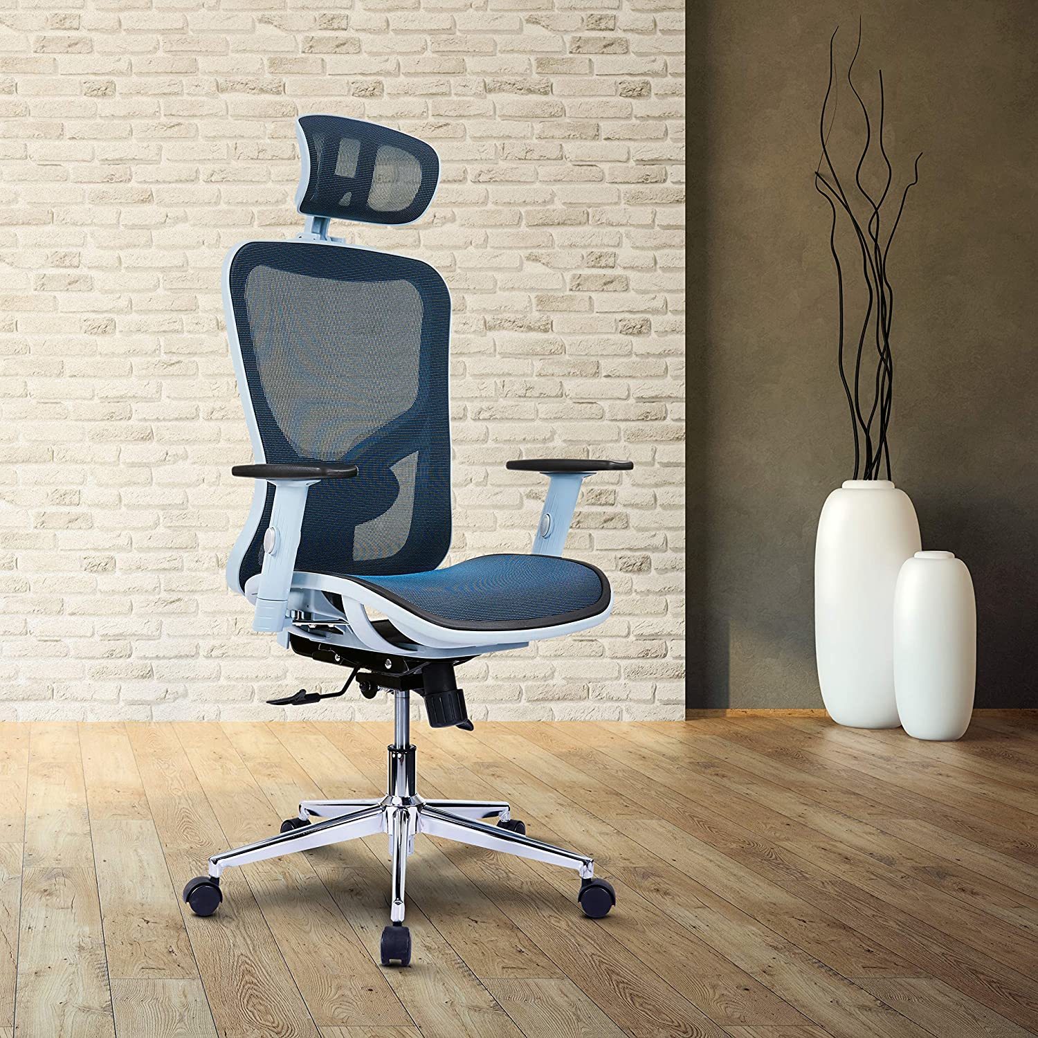 Techni Mobili  Truly Ergonomic Mesh Office Chair with Headrest & Lumbar  Support