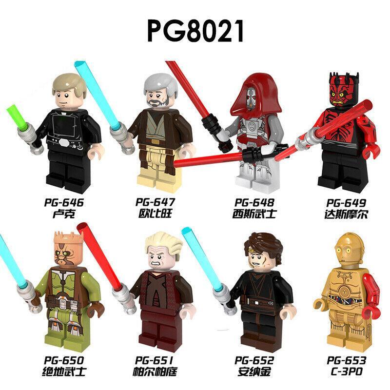 8pcs/Set Star Wars Obi-Wan Darth Maul Palpatine C-3PO Anakin Luke Minifigures