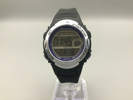Timex Marathon Watch Women Silver Tone Purple Black Day Date New Battery - $13.09