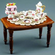 Coffeetime Setting Biedermeier Table 1.850/0 Reutter Roseband Dollhouse Miniatur - $67.63