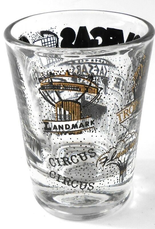 Las Vegas large Souvenir Shot Glass w/ Old Hotels Casinos Stardust ...