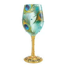 Lolita Wine Glass Peacock 15 oz 9" High Gift Boxed Collectible Green #4056857 - $39.10