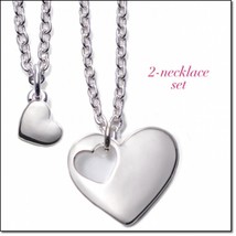 Avon Two Hearts in One Necklace Set (Silvertone) - $15.75