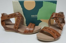 Earth Pisa Hyannis Size 8 M EU 39 Women's Leather Strappy Wedge Sandals Alpaca 2 - $39.59