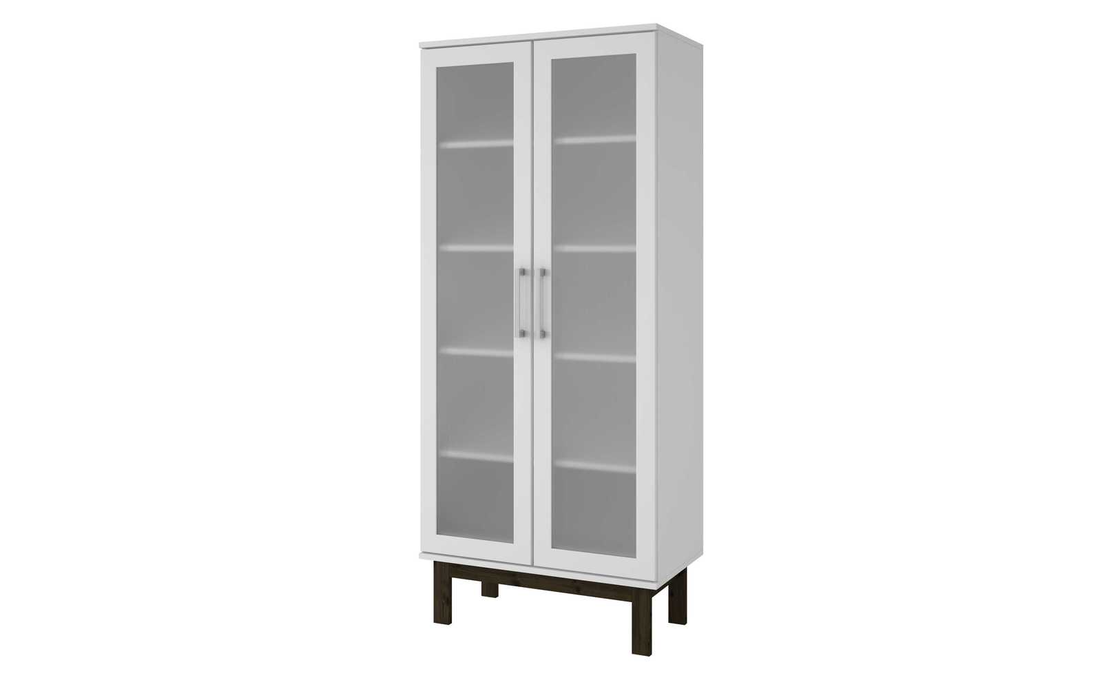 White Bookcase with 5 Shelves and Solid Wood Legs Bookcases
