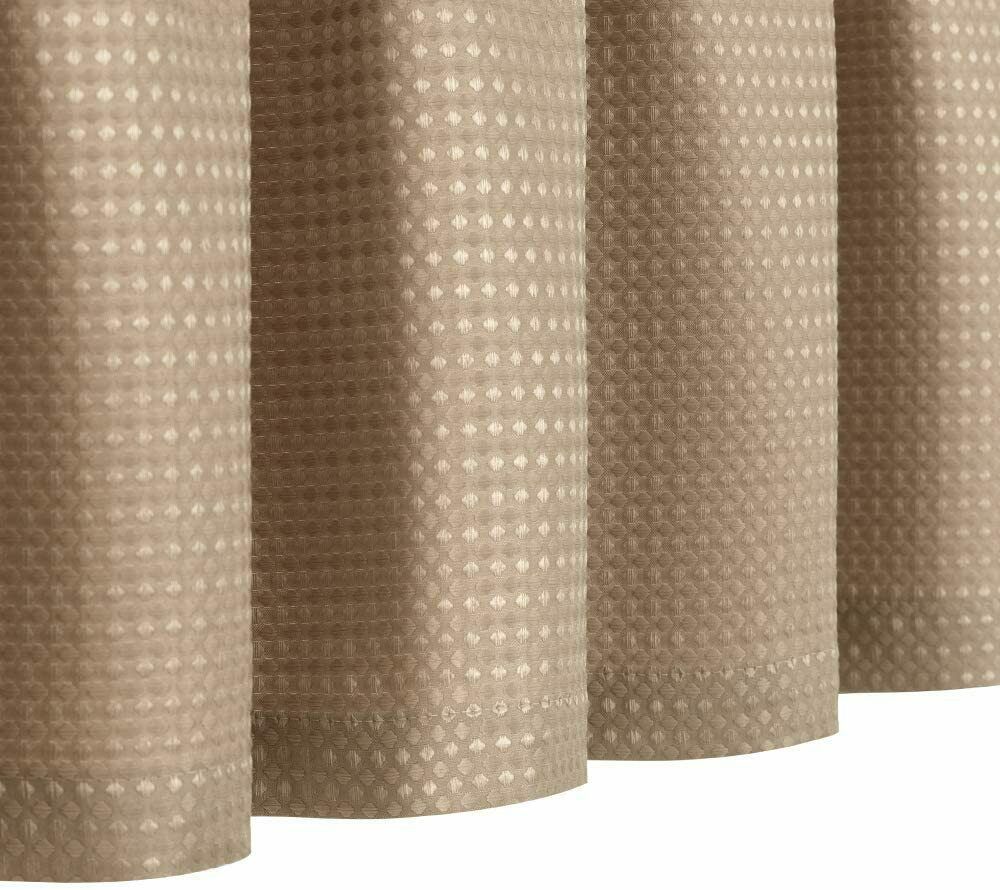 Taupe Beige Waffle Weave Fabric Shower Curtain Pretty Farmhouse