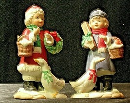 Christmas girls with Pair Homco 5304 AA-192027 Vintage Figurines - $19.95