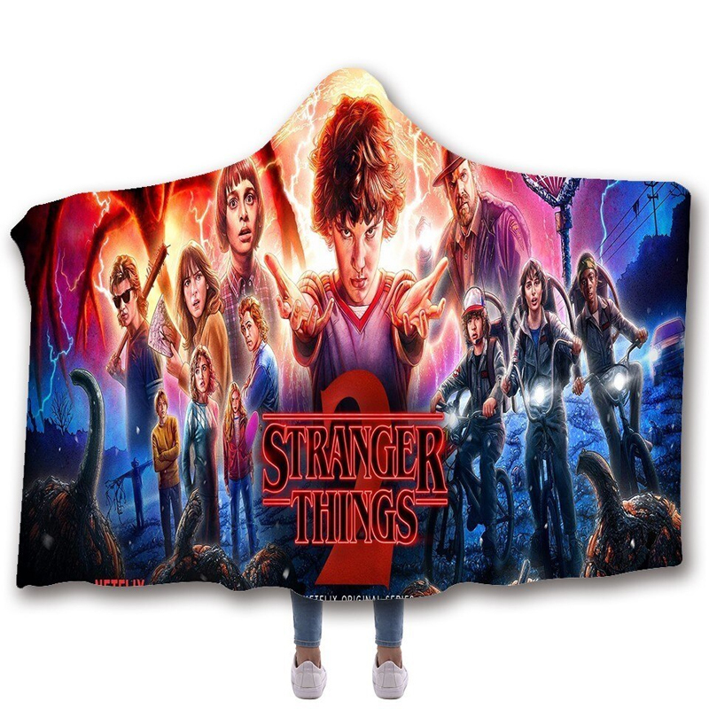 Stranger Things 2 Hooded Hoodie Throw Blanket Bedroom Home Blankets