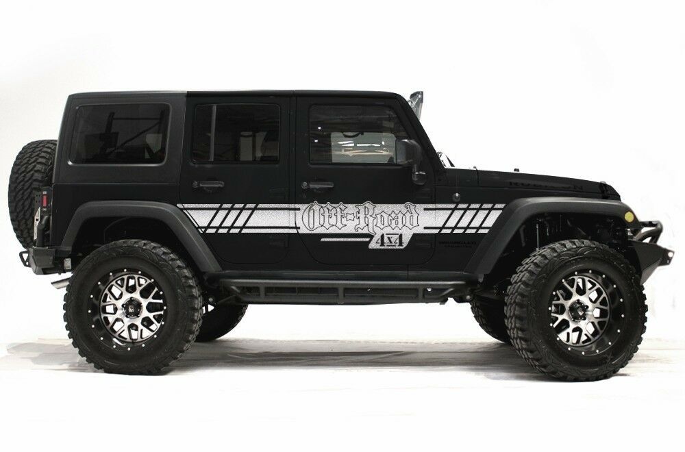 Vinyl Decal Off Road Stripe Wrap Kit for Jeep Wrangler Rubicon 07-16 ...