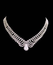 Vintage Ornate 450 rhinestone edwardian style necklace - wedding 17&quot; cho... - $115.00