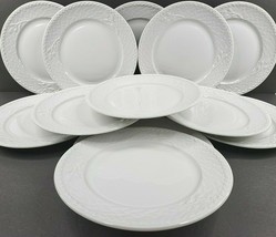 12 Royal Worcester Gourmet Embossed Luncheon Plate Set Vintage Porcelain England - $98.67