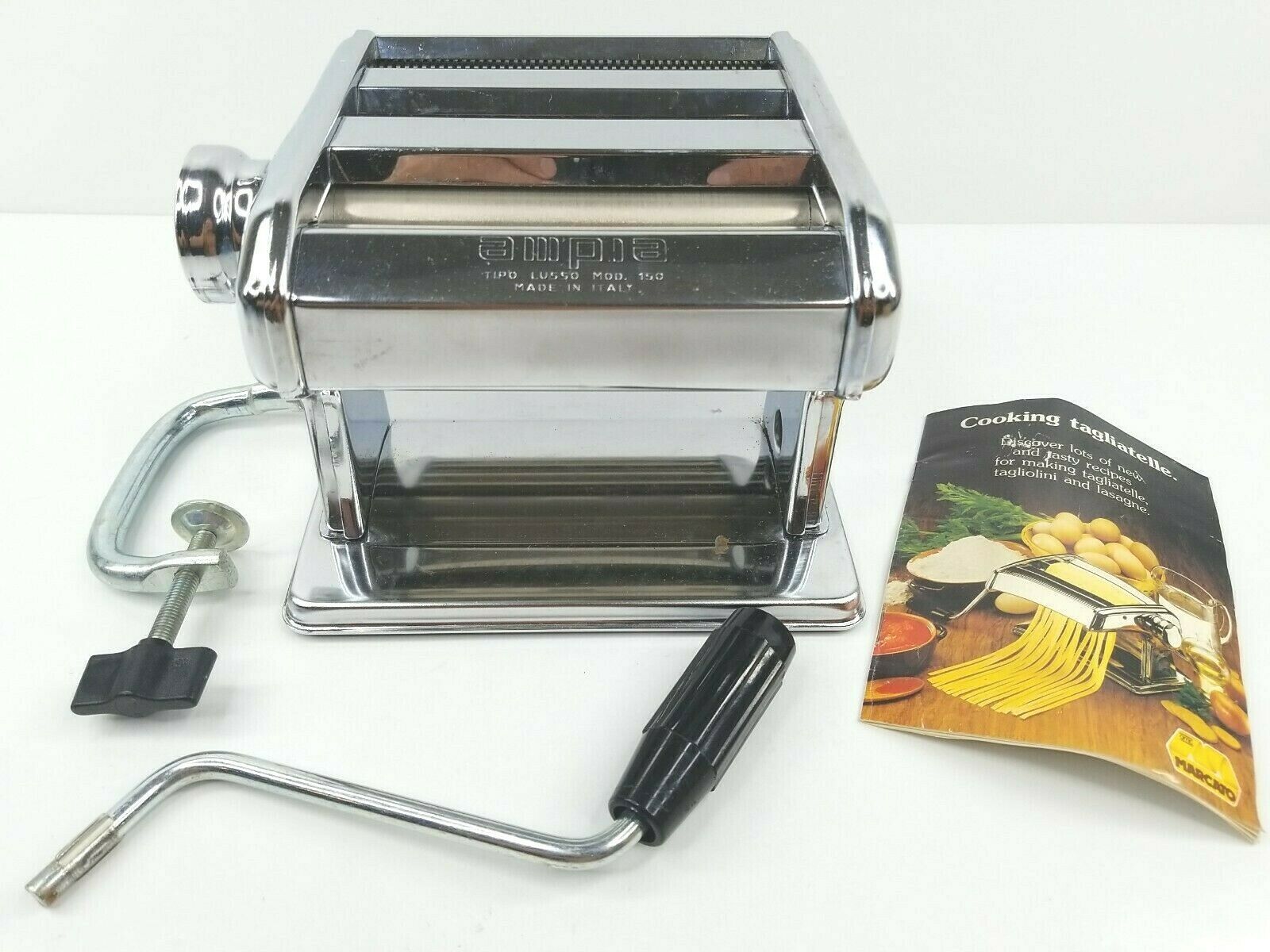 Marcato Atlas 150 Heavy Duty Adjustable Pasta Noodle Maker Machine with Clamp