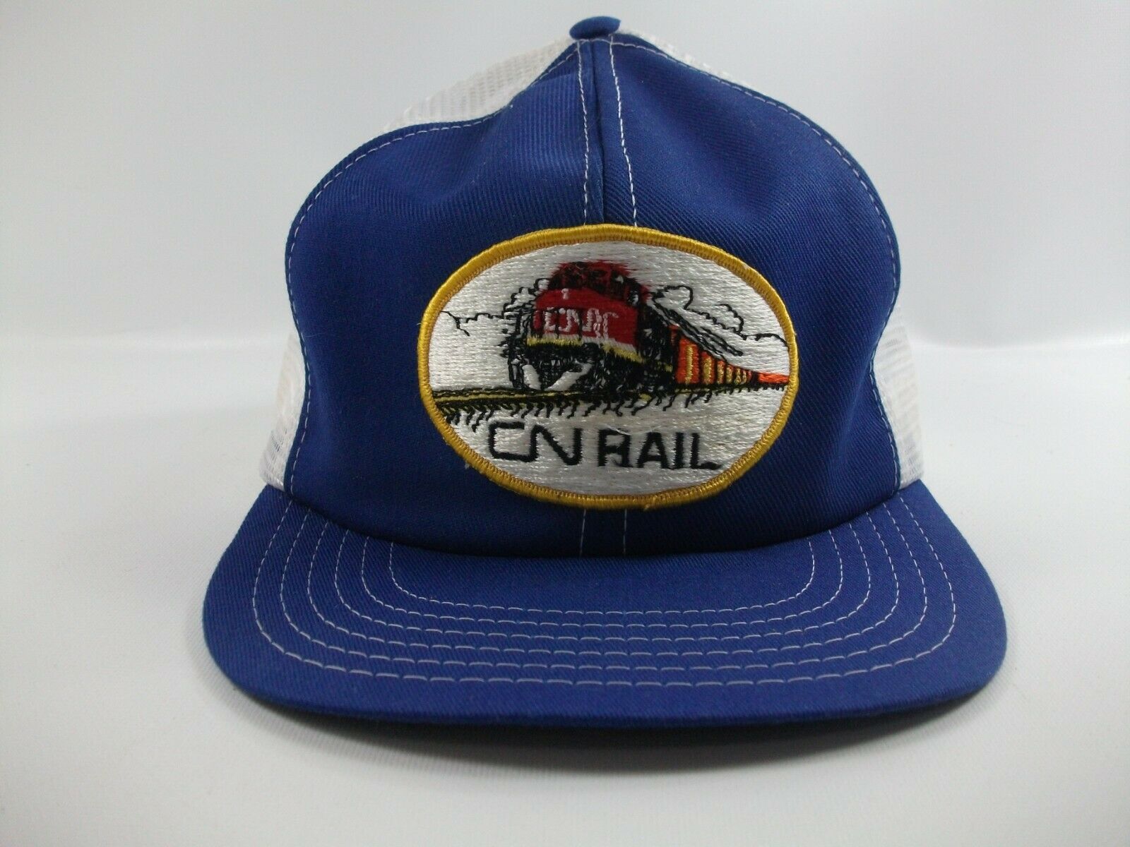 CN Rail Train Patch Hat Vintage Blue White Snapback Trucker Cap - Hats