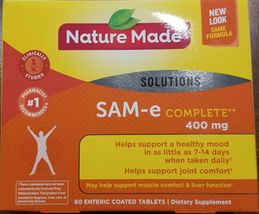 60 Tablets Nature Made SAM-e Complete 400mg Support Healthy Mood Joint &amp;... - $44.99