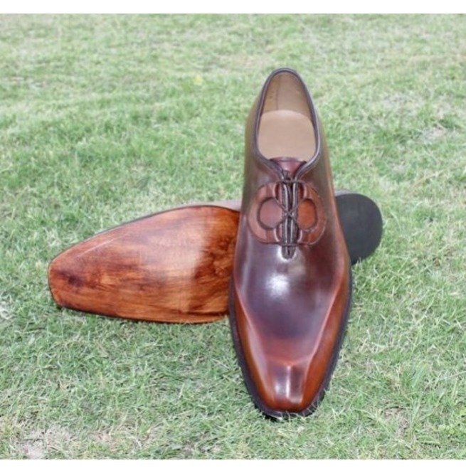 Handmade Men Antique Brown Formal Shoes, Men Brown Dress Shoes, Men ...