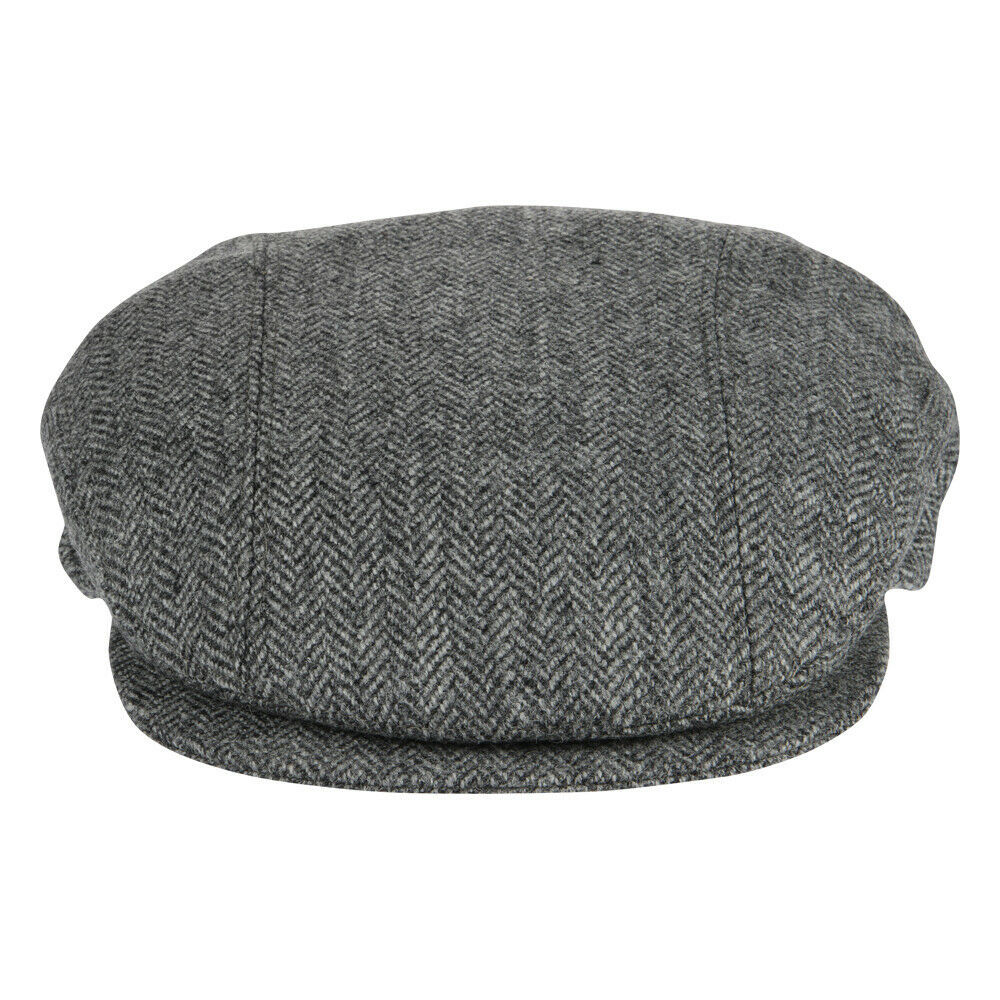 100% Donegal Tweed Peak Cap - Grey Herringbone - Hand Crafted - Ireland - NEW - Hats