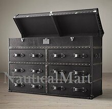 NauticalMart Mayfair Black Steamer Trunk Double Chest image 2