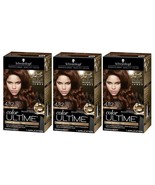 3 Boxes Schwarzkopf Color Ultime 4.82 Dark Mahogany Brown Permanent Hair... - $31.67