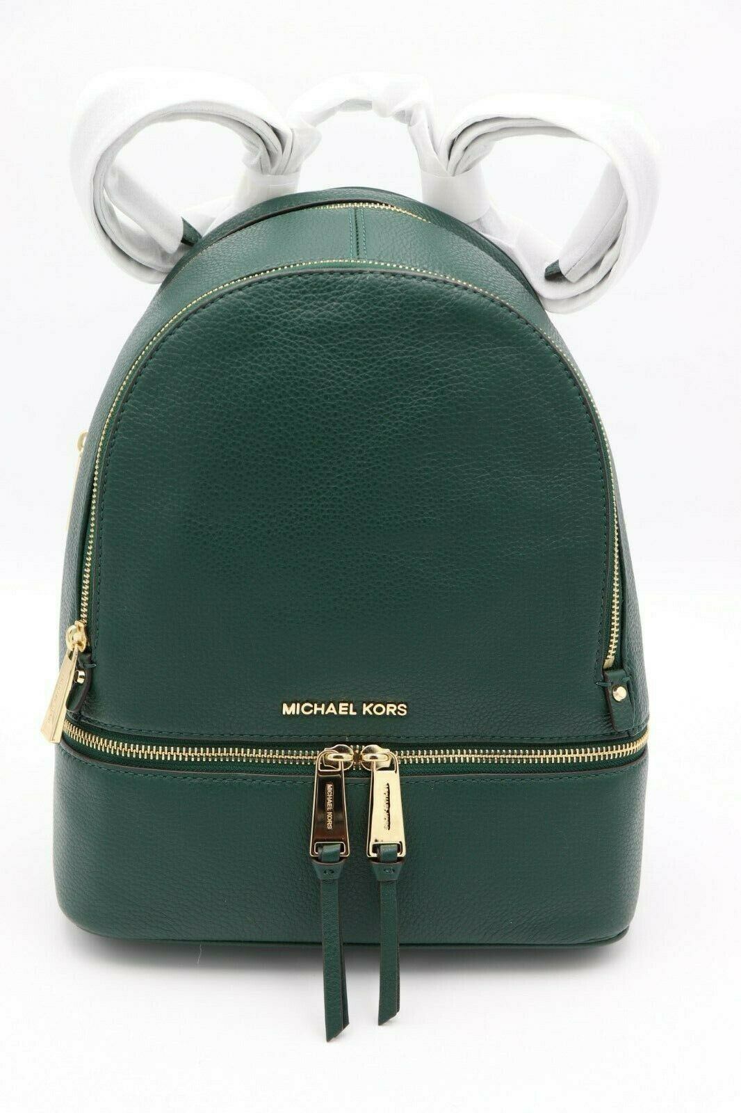NWT MICHAEL Michael Kors Rhea Zip Green Leather Backpack Bag New 298
