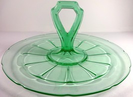 1930s Diamond Glass Green Depression Victory Pattern 10.5&quot;d Tidbit Snack... - $44.99