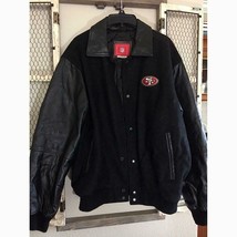 NFL 49ers San Francisco Jacket Leather Sleeves Size Large Lightly Worn - $125.00