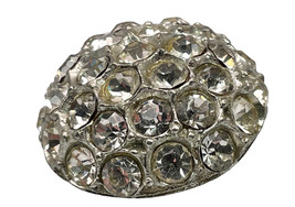 Vintage Rhinestone Dome shape Silver tone Metal Replaement button 1.10&quot; - $6.95