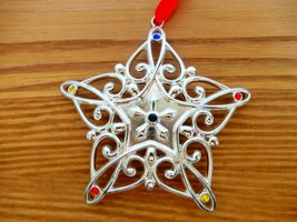 Lenox Sparkle & Scroll silver tone snowflake multi crystal Christmas ornament - $20.00