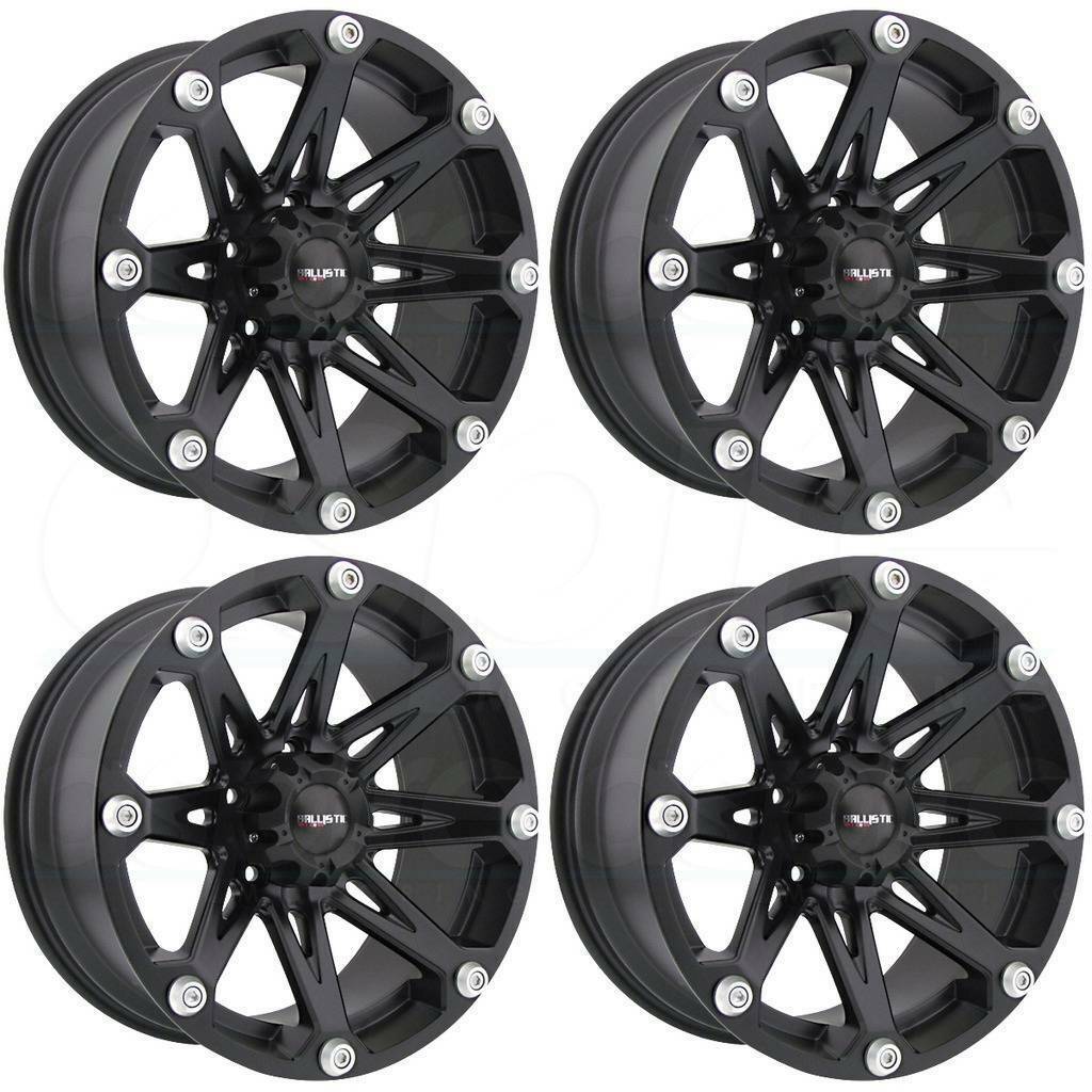 18x9 Ballistic 814 Jester 6x5.5/6x139.7 -12 Flat Black Wheels Rims Set ...