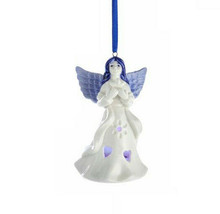 Kurt Adler Porcelain Led Color Changing Delft Blue Angel w/STAR Xmas Ornament - $7.88