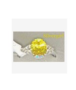 Sterling Silver Genuine Yellow and Clear CZ Ring - £41.25 GBP