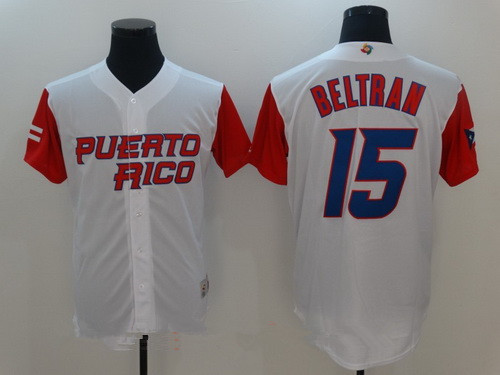 Puerto Rico #15 Carlos Beltran Jerseys White 2017 World ...