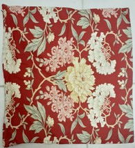 Pottery Barn Pillow Sham Cover EURO Red Floral Linen Blend Zipper 24" x 24" (1) - $49.91