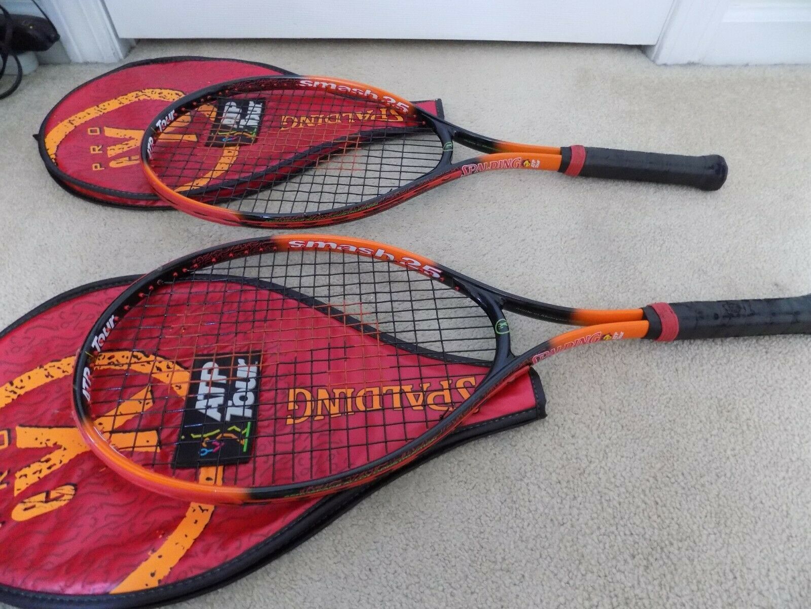 Lot of (2) Spalding ATP Tour Extreme Pro Smash 25 Tennis Racquets w/Covers Racquets