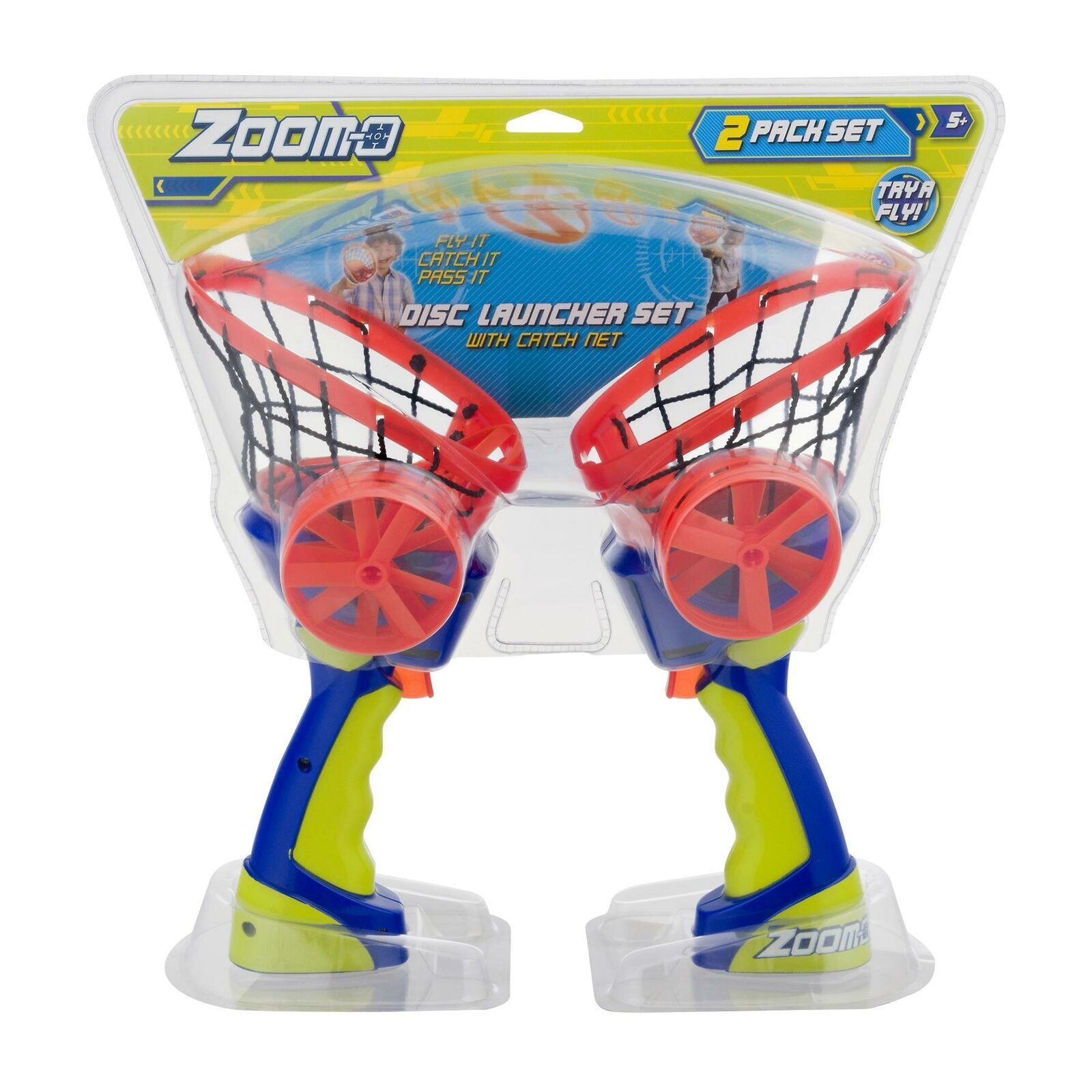 Zoom Disc Launcher Set With Catch Net, 1.0 CT Balls, Frisbees