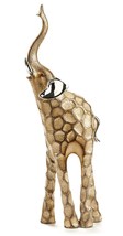 Standing Elephant Figurine 16.9" Home Decor Poly Resin Africa Wild Animal Golden - $48.50
