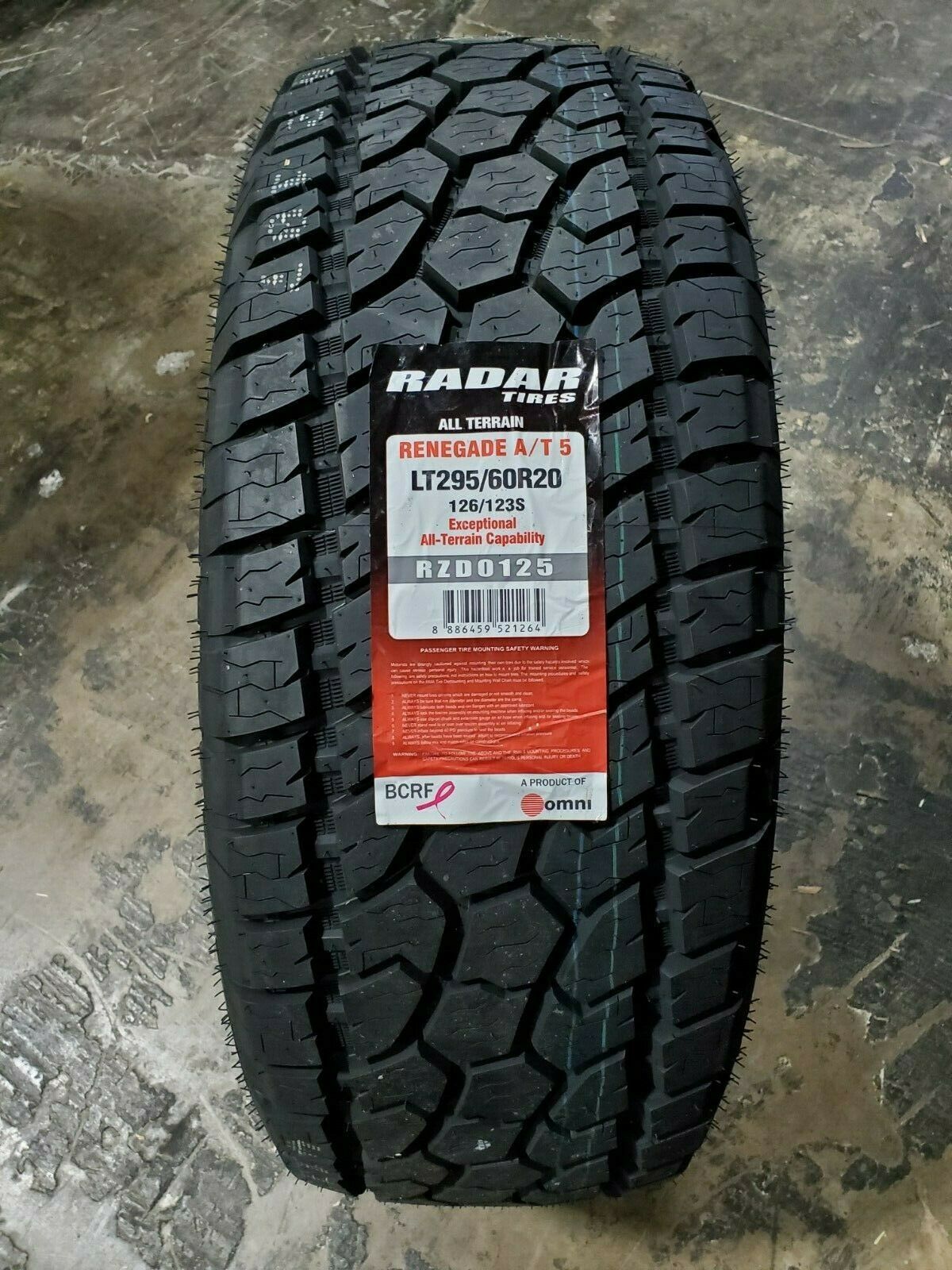 LT295/60R20 Radar RENEGADE A/T5 All-Terrain 126/123S 10PLY LOAD E (SET ...