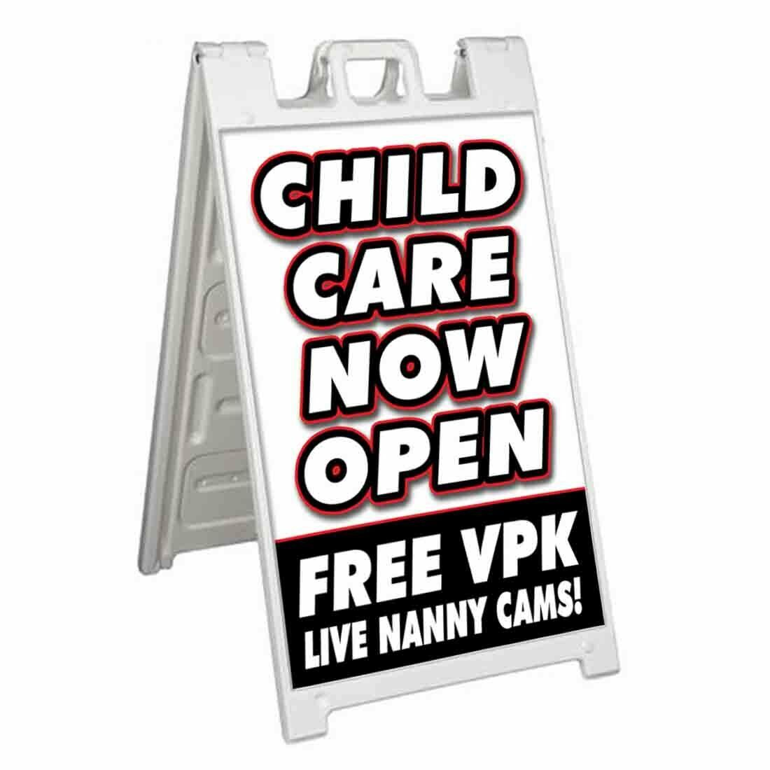CHILD CARE NOW OPEN FREE VPK Signicade 24x36 A Frame Sidewalk Sign Double Sided