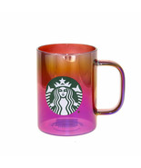 Starbucks Red Iridescent Glass Handle Coffee Mug Cup 14 oz Siren Logo Ho... - $41.57