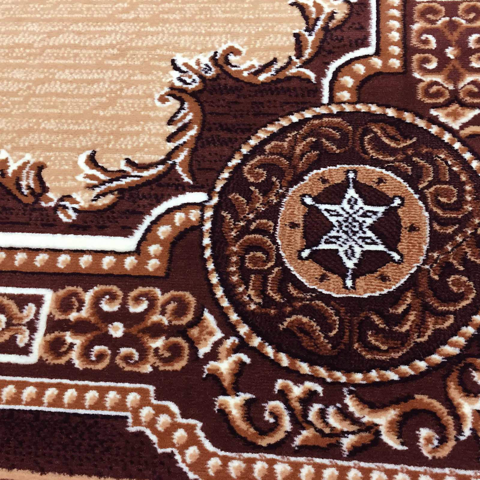 8x10 (7'6" x 10'1") Texas Star Western Cowboy Lodge Brown Area Rug
