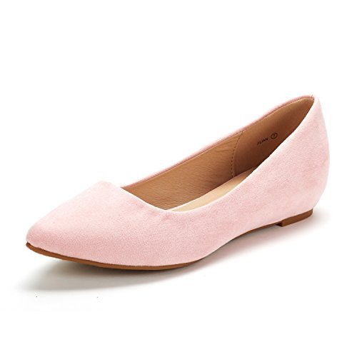 DREAM PAIRS Women's Jilian Pink Suede Low Wedge Flats Shoes - 6.5 M US ...