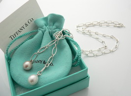 Tiffany &amp; Co Pearl Necklace Tassel Oval Link Wrap Chain Charm Love Gift ... - $1,198.00